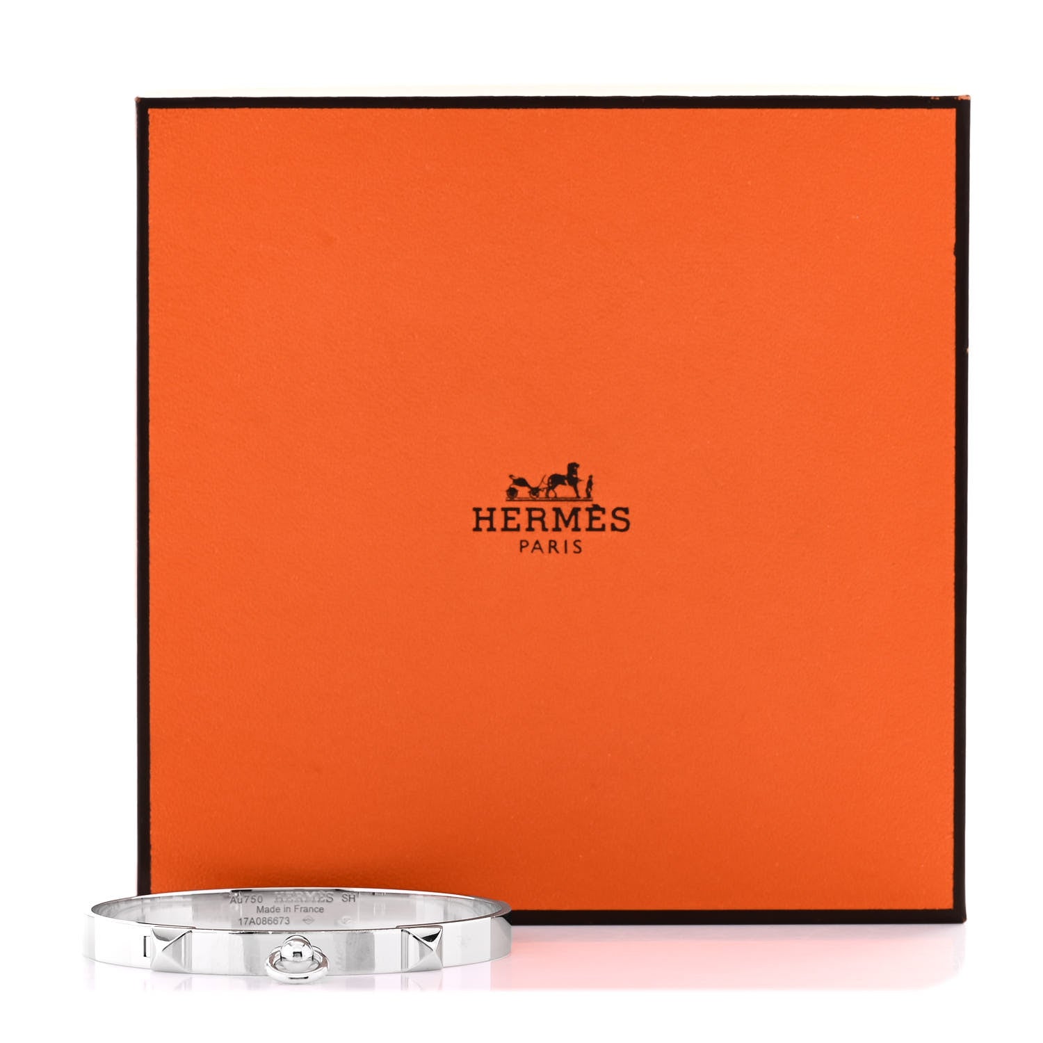Hermes 18K White Gold PM Collier De Chien Bracelet SH 5 of 5