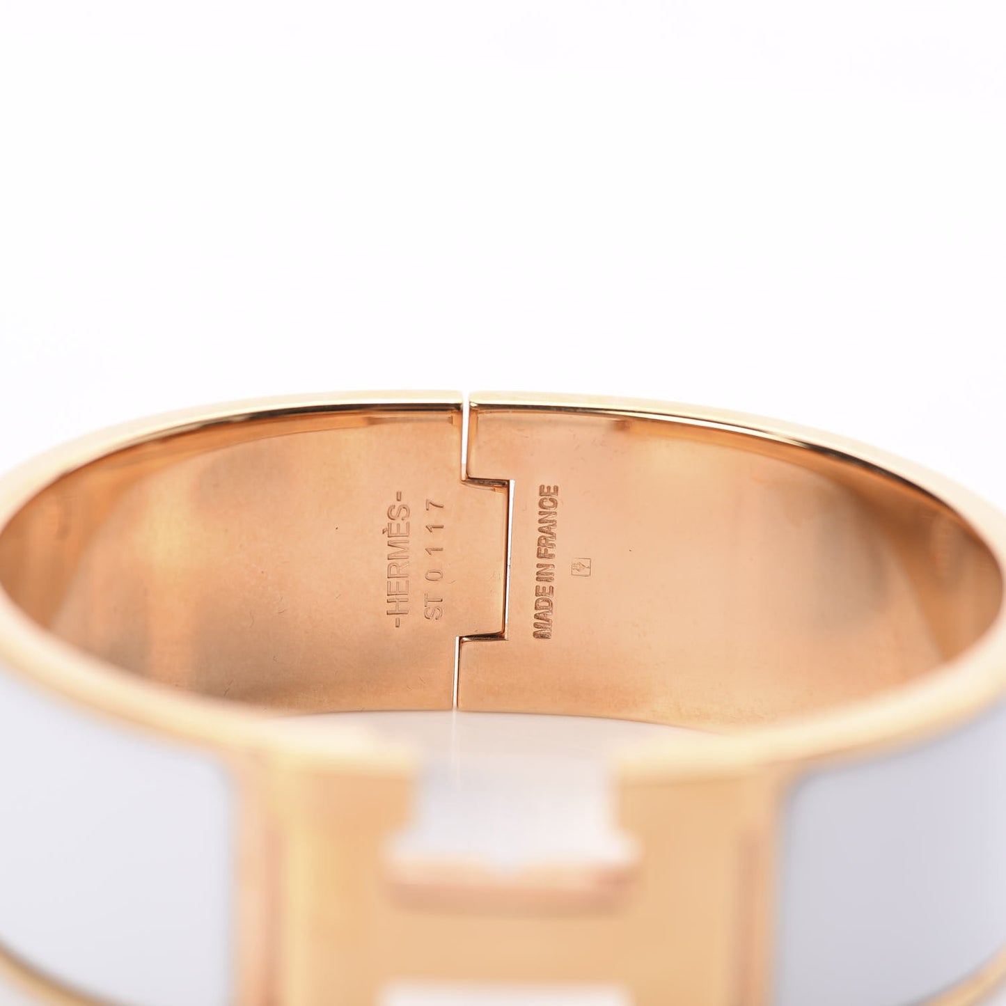 Enamel Wide Clic Clac H Bracelet GM White