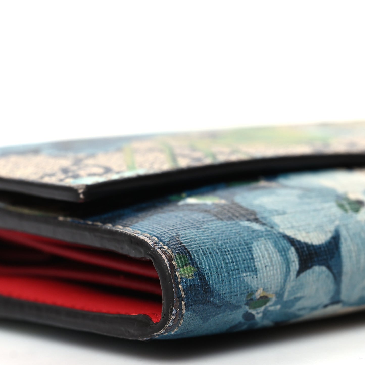 GG Supreme Monogram Blooms Continental Wallet Blue