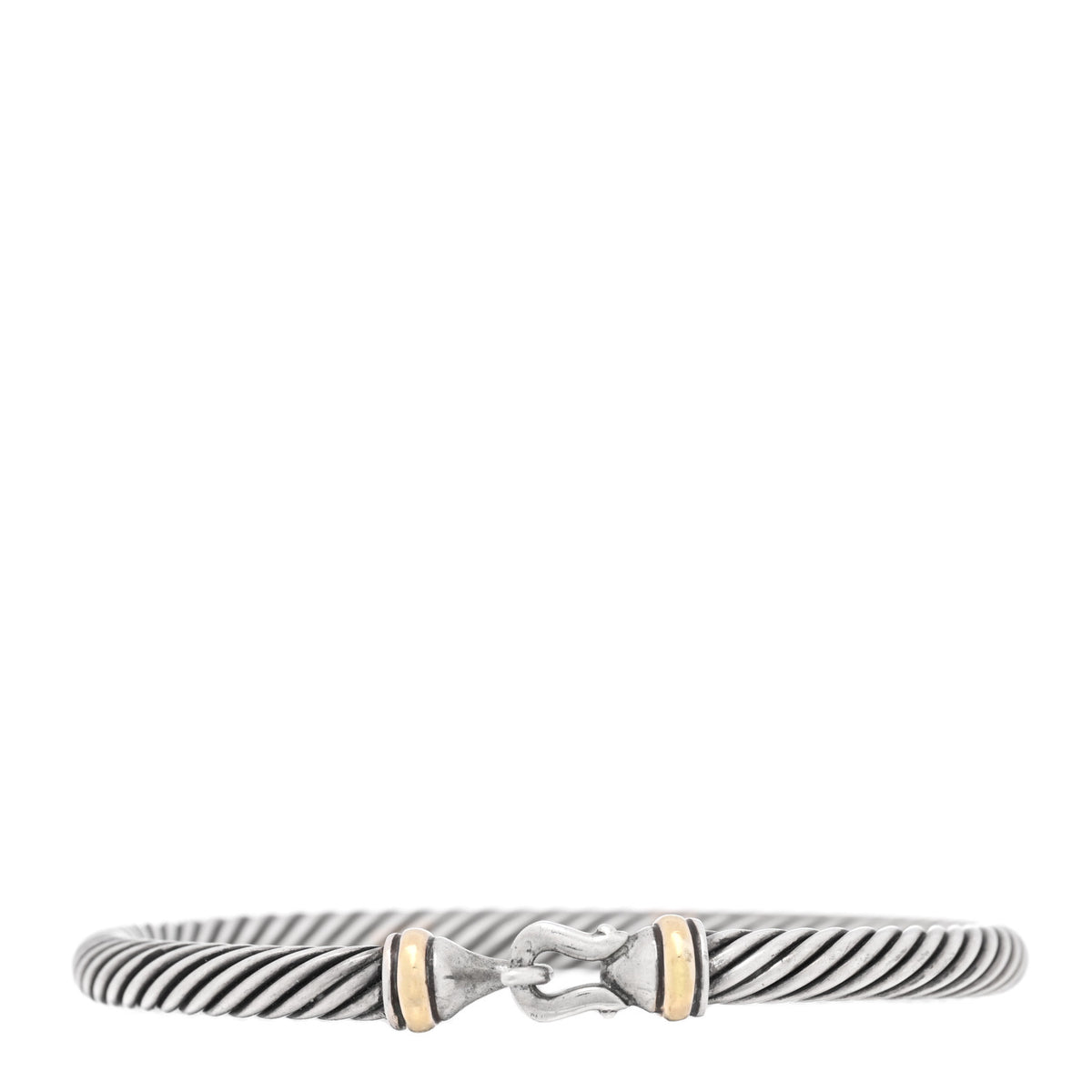 Sterling Silver 18K Yellow Gold 5mm Cable Classic Buckle Bracelet