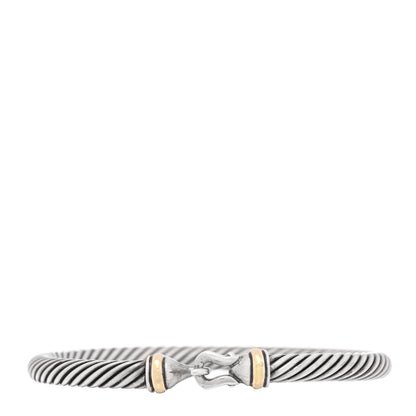 David Yurman Sterling Silver 18K Yellow Gold 5mm Cable Classic Buckle Bracelet 1 of 3