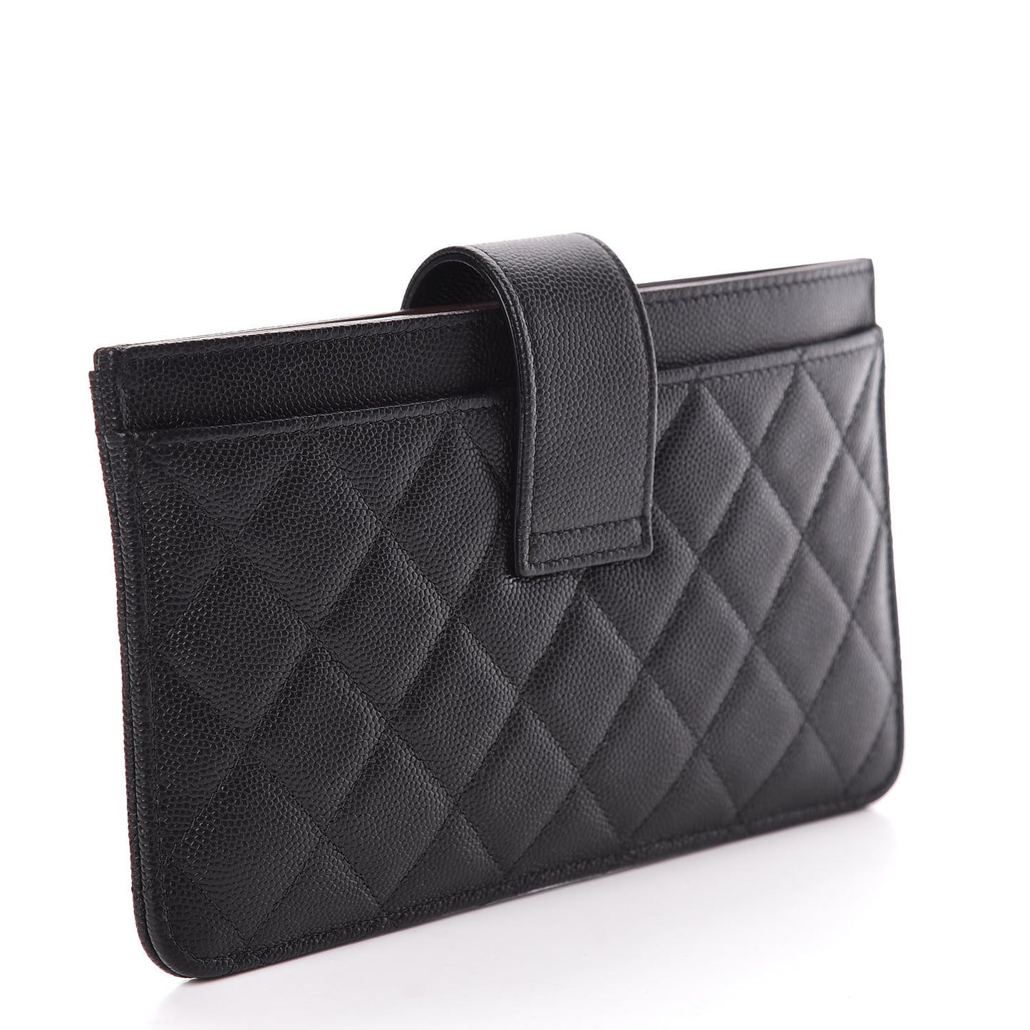 Caviar Quilted Classic Strap Pouch Black