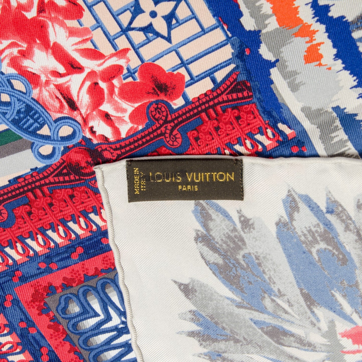 Silk Paradis Square Scarf Red Blue