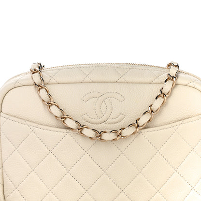 Chanel Caviar Flat Quilted Small Coco Tassel Camera Case White 8 of 10