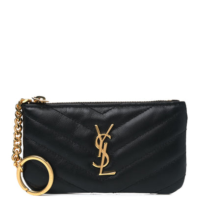 Saint Laurent Calfskin Matelasse Monogram Key Pouch Black 1 of 4