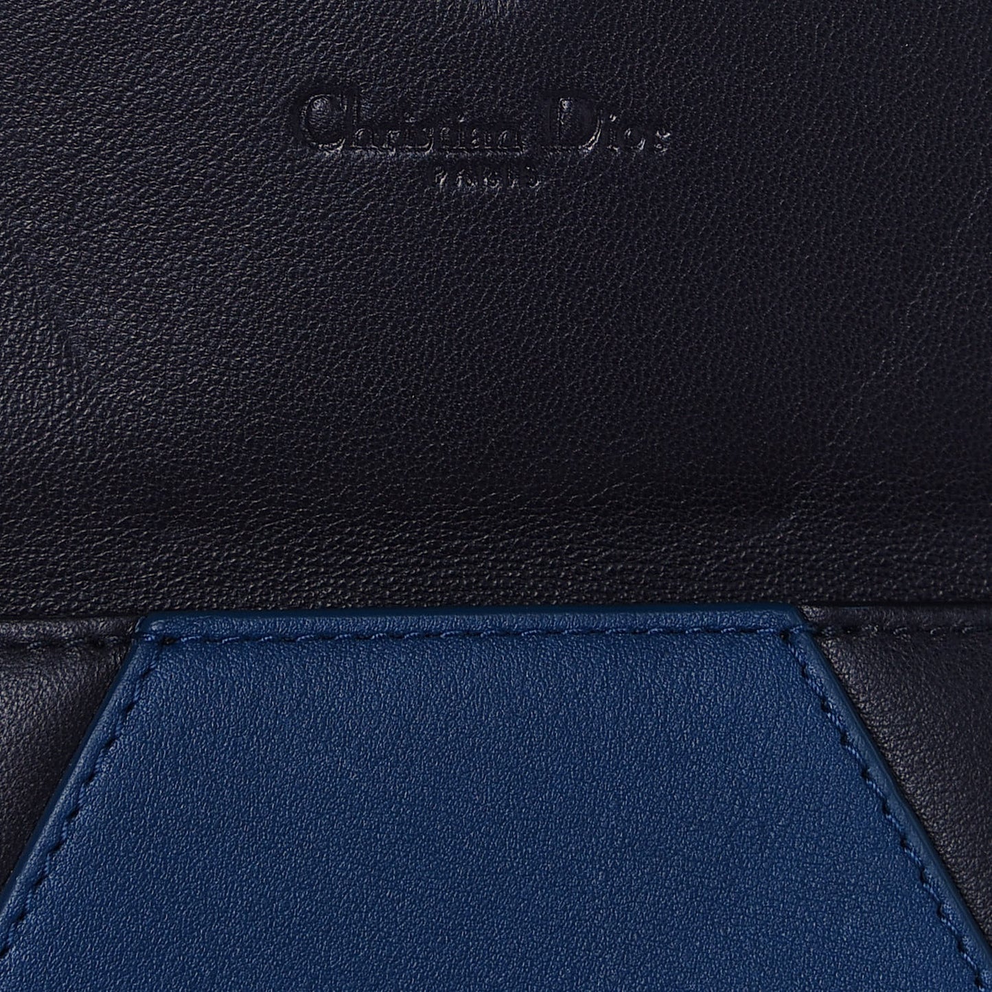 Calfskin Bi-Color Envelope Wallet Blue Black