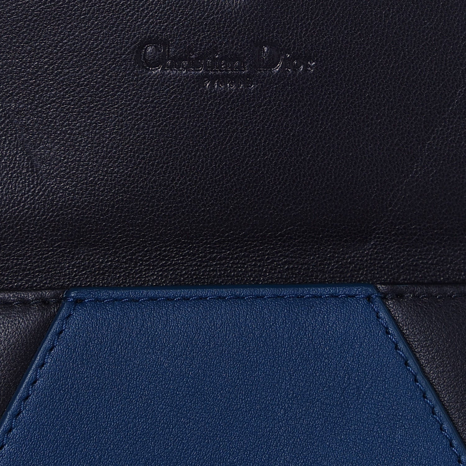 Christian Dior Calfskin Bi-Color Envelope Wallet Blue Black 7 of 12