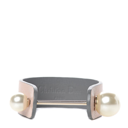 Christian Dior Calfskin Pearl Bracelet S Pink Grey 1 of 5