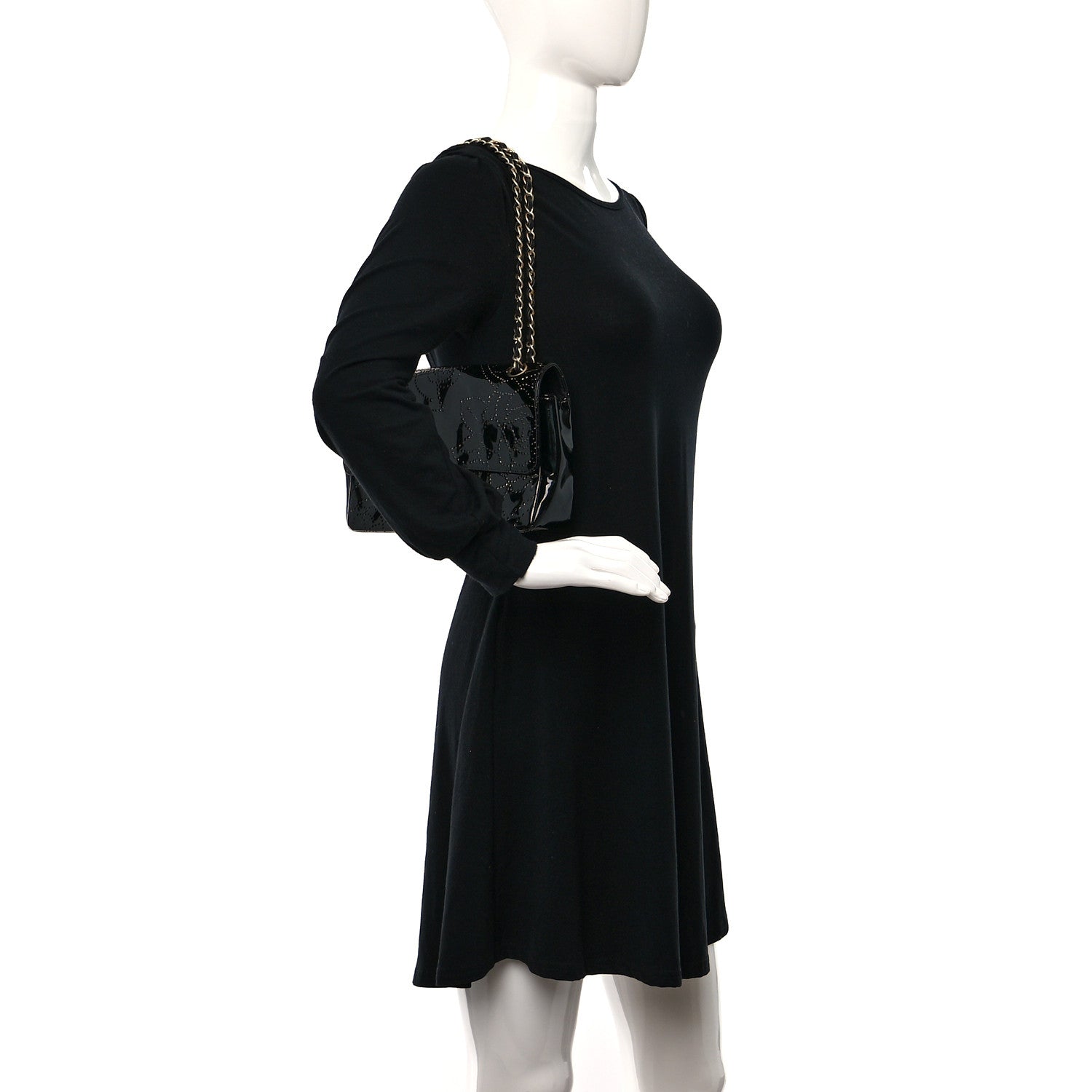 Chanel Patent Perforated Camellia Medium Single Flap Black 2 of 11