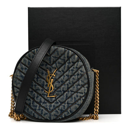 Saint Laurent Denim Quilted Monogram Round Crossbody Bag Rodeo Blue 10 of 10