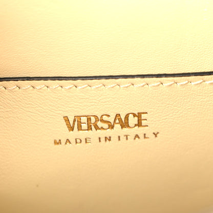 Versace Calfskin Canvas Allover La Medusa Small Top Handle Handbag Brown 6 of 11