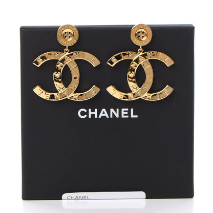 Chanel Metal Large Paris Button Earrings Gold 6 of 6