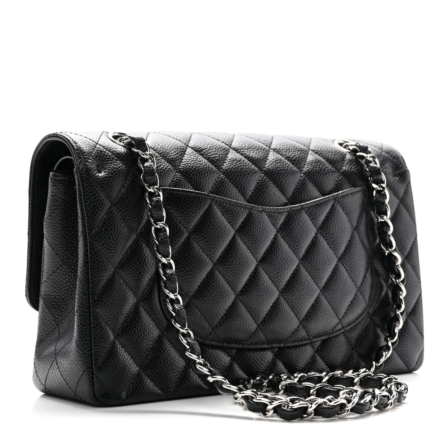 Caviar Quilted Medium Double Flap Black