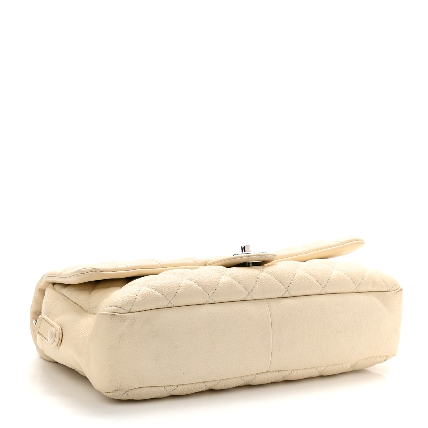 Caviar Quilted Jumbo Easy Flap Dark White