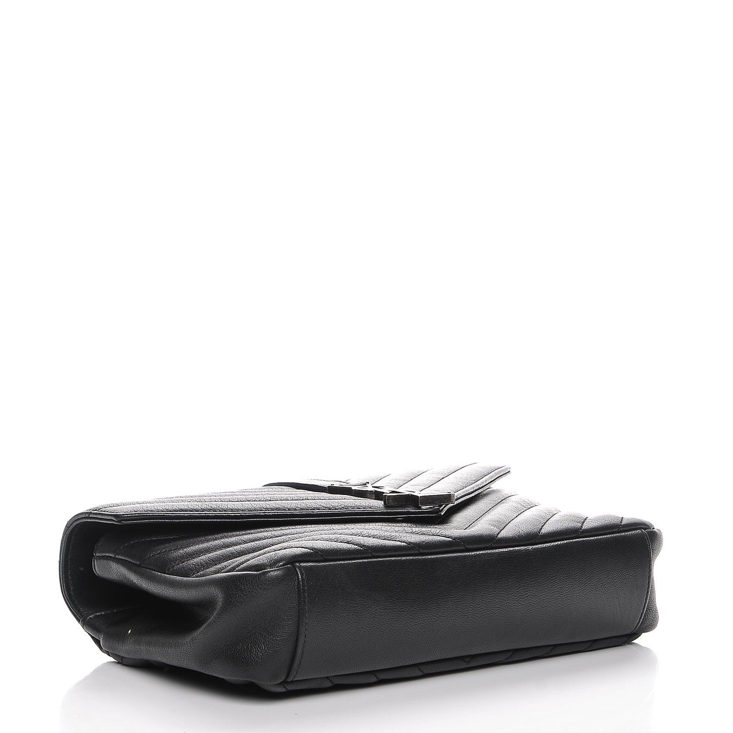 Sheepskin Matelasse Chevron Monogram Medium College Bag Black