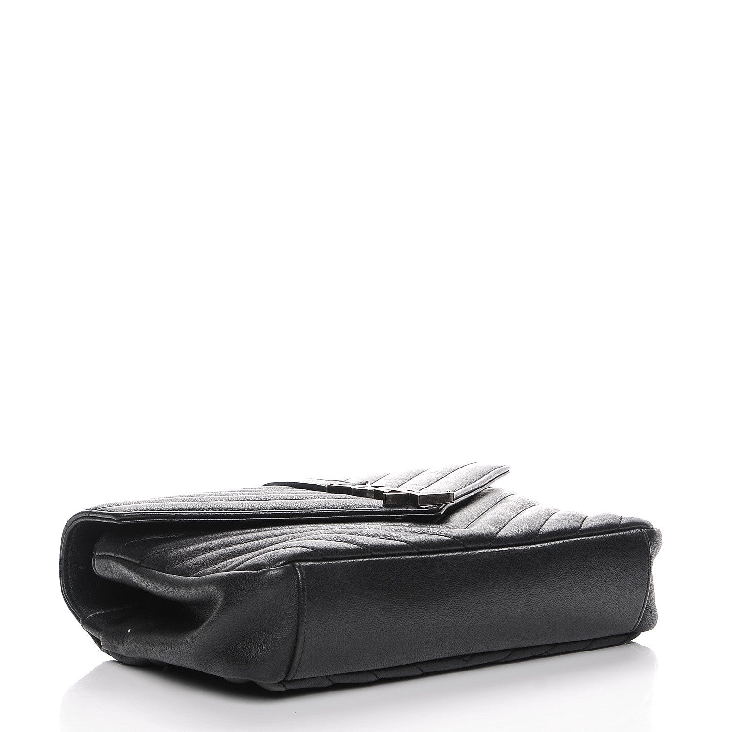 Saint Laurent Sheepskin Matelasse Chevron Monogram Medium College Bag Black 4 of 7