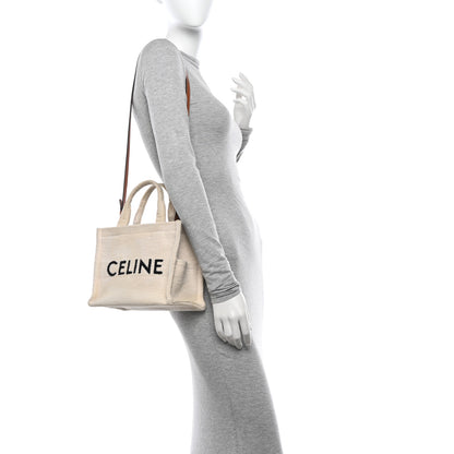 Celine Canvas Small Cabas Thais Ecru Black 2 of 10