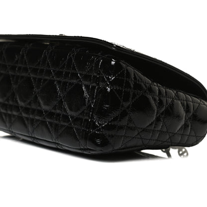 Christian Dior Crinkled Patent Lambskin Cannage Medium Caro Bag Black 7 of 16