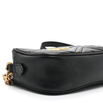 Gucci Calfskin Matelasse Small GG Marmont Chain Shoulder Bag Black 10 of 11