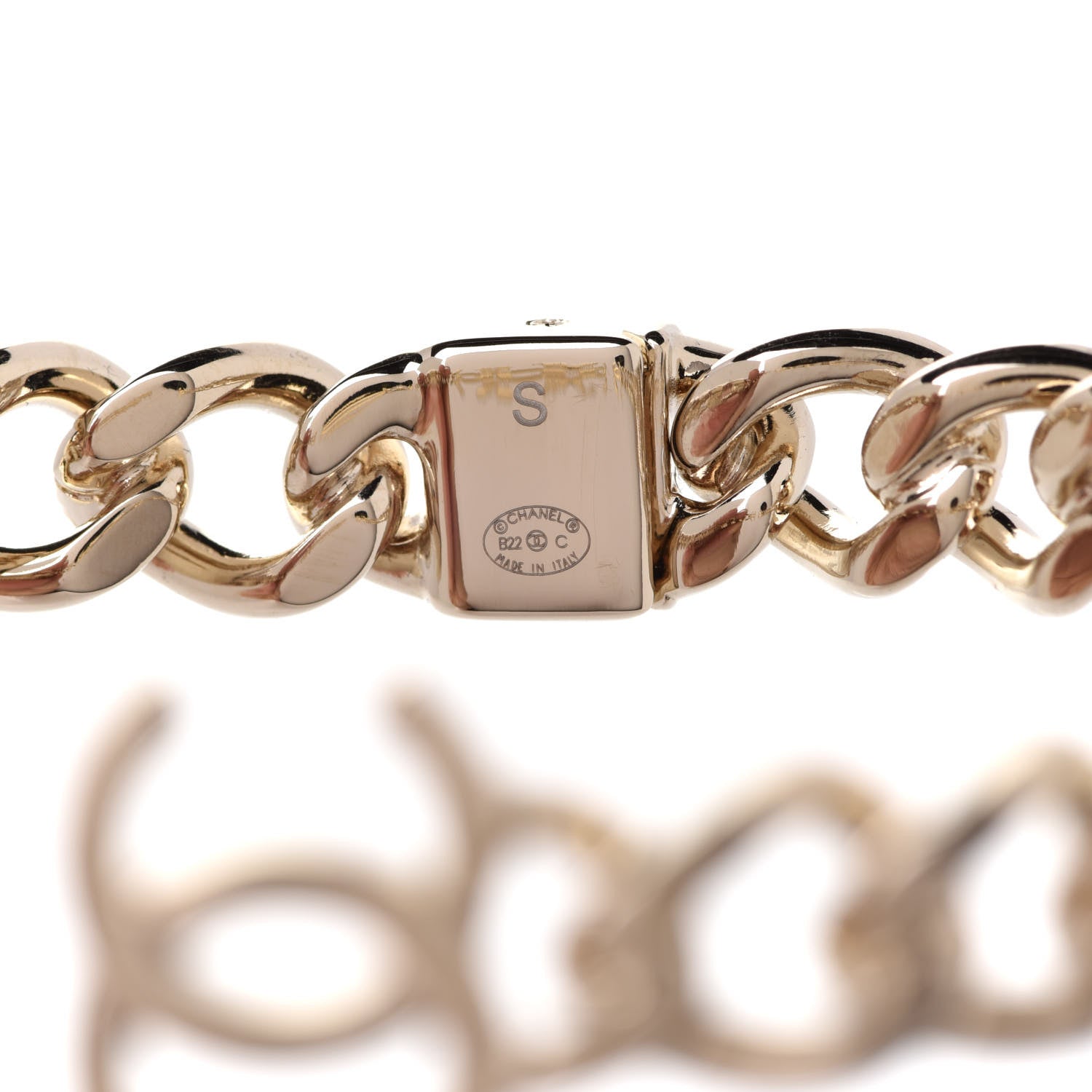 Chanel Metal CC Chain Link Choker Necklace S Gold 4 of 6
