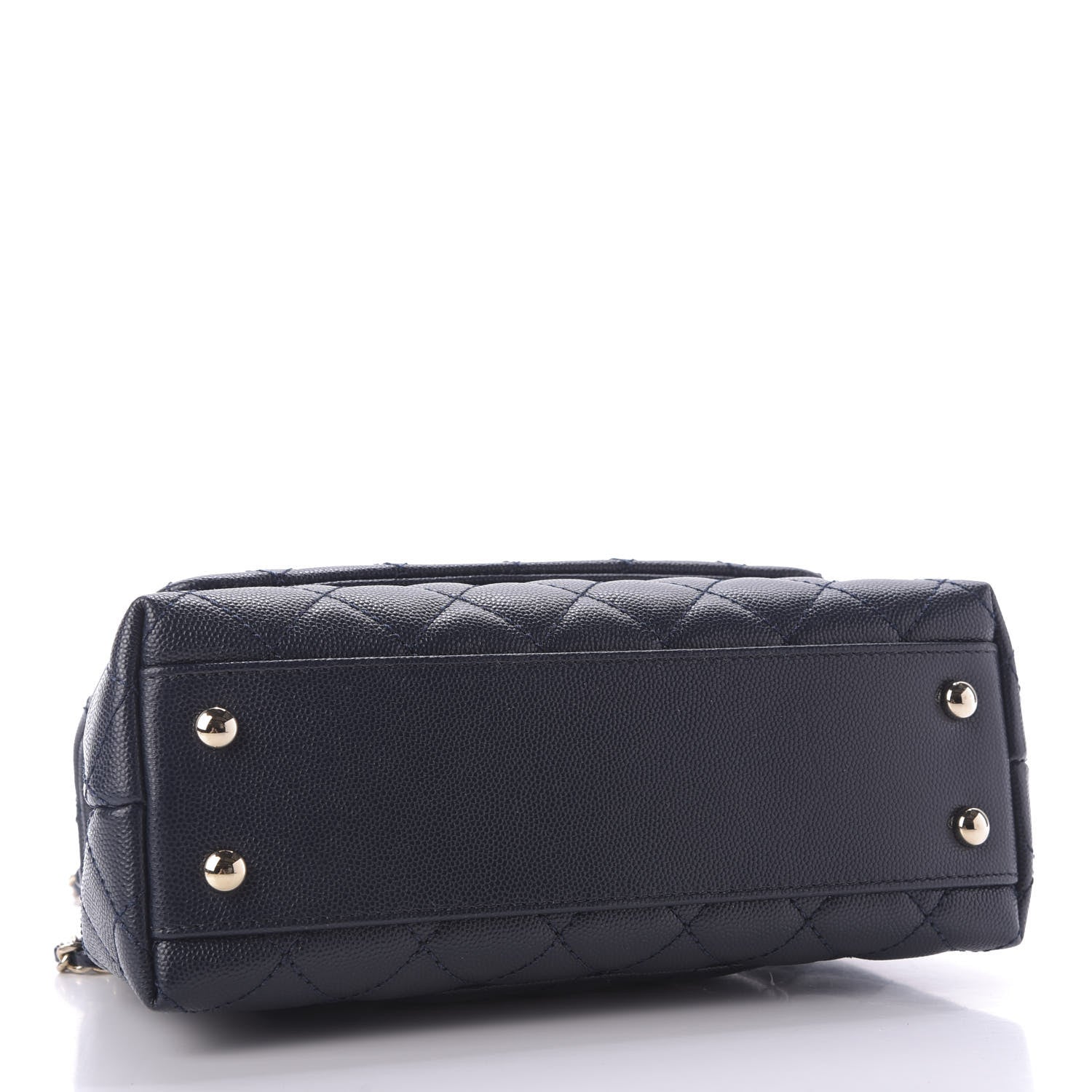 Chanel Caviar Quilted Lizard Embossed Mini Coco Handle Flap Navy Blue 4 of 9