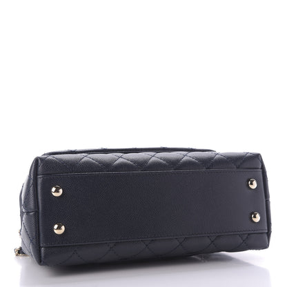 Chanel Caviar Quilted Lizard Embossed Mini Coco Handle Flap Navy Blue 4 of 9
