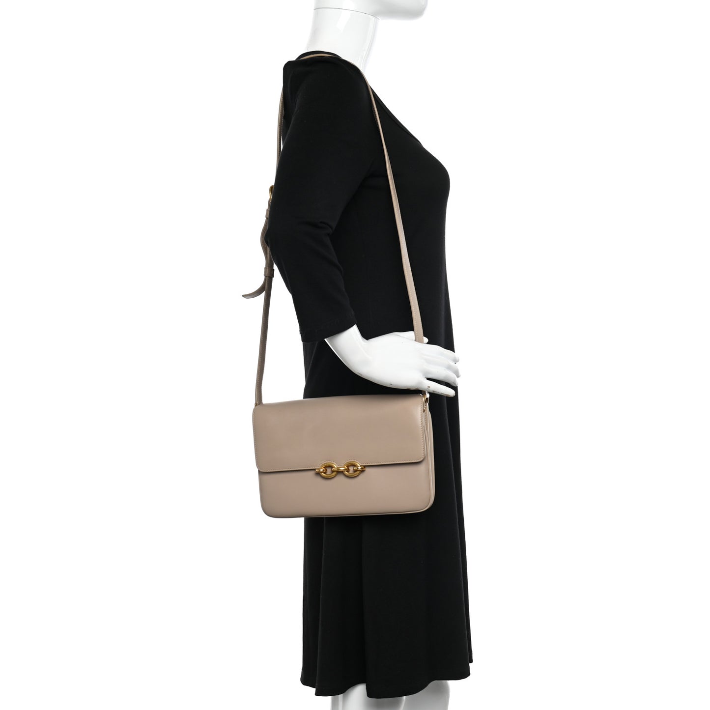 Smooth Calfskin Le Maillon Satchel Dark Beige