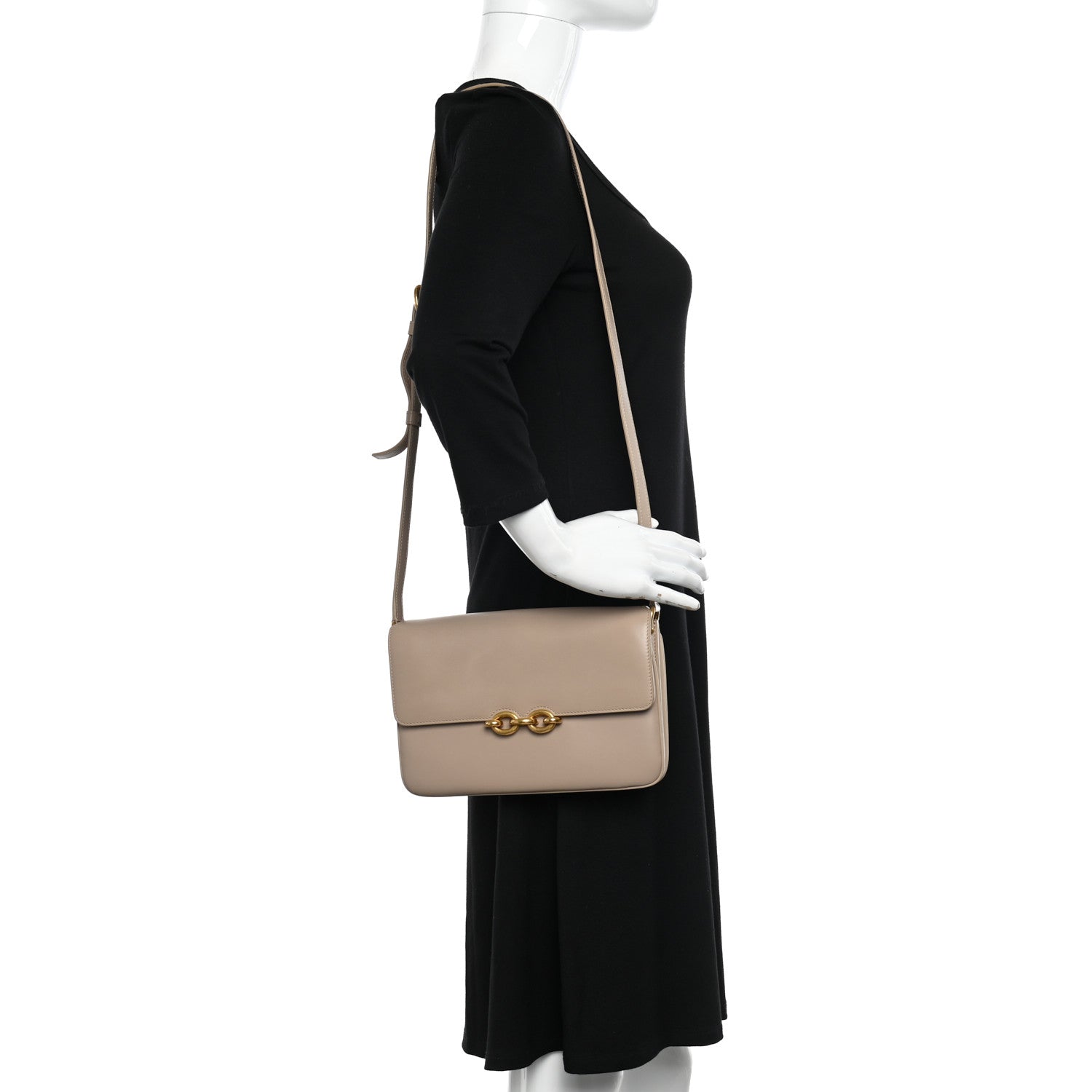 Saint Laurent Smooth Calfskin Le Maillon Satchel Dark Beige 2 of 13