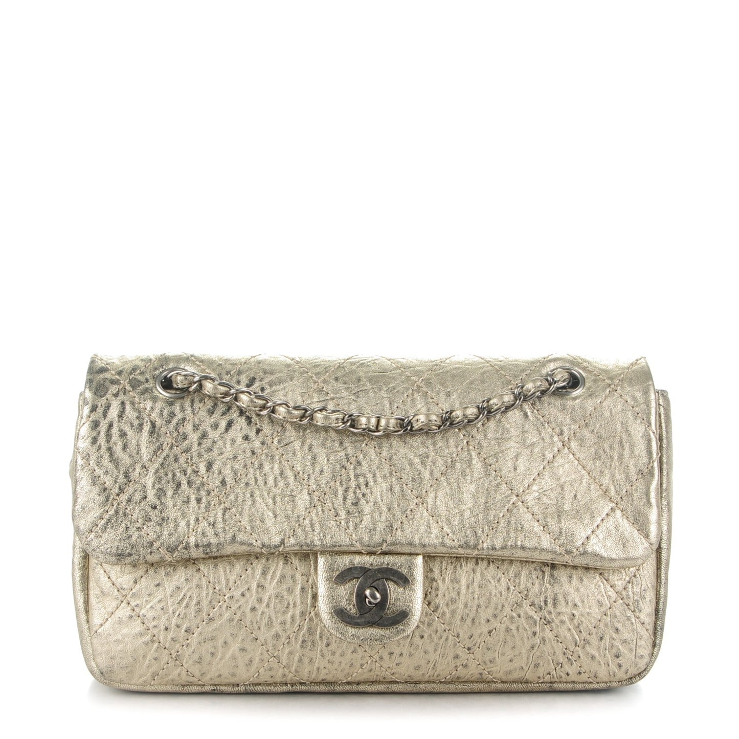 Distressed Lambskin Le Marais Ligne Flap Gold