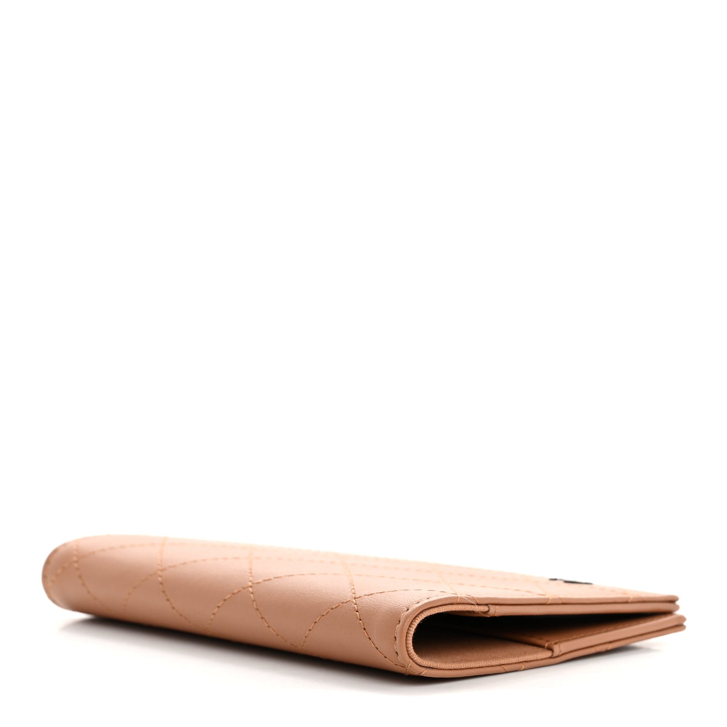 Calfskin Quilted Passport Holder Wallet Brown