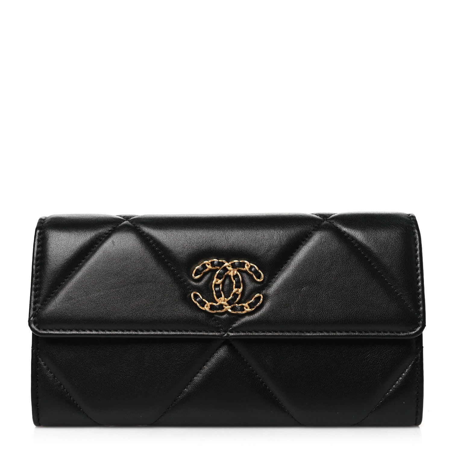Chanel Lambskin Quilted Chanel 19 Flap Wallet Black 1 of 9