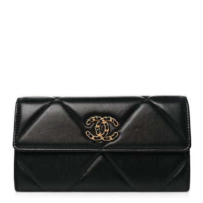 Chanel Lambskin Quilted Chanel 19 Flap Wallet Black 1 of 9