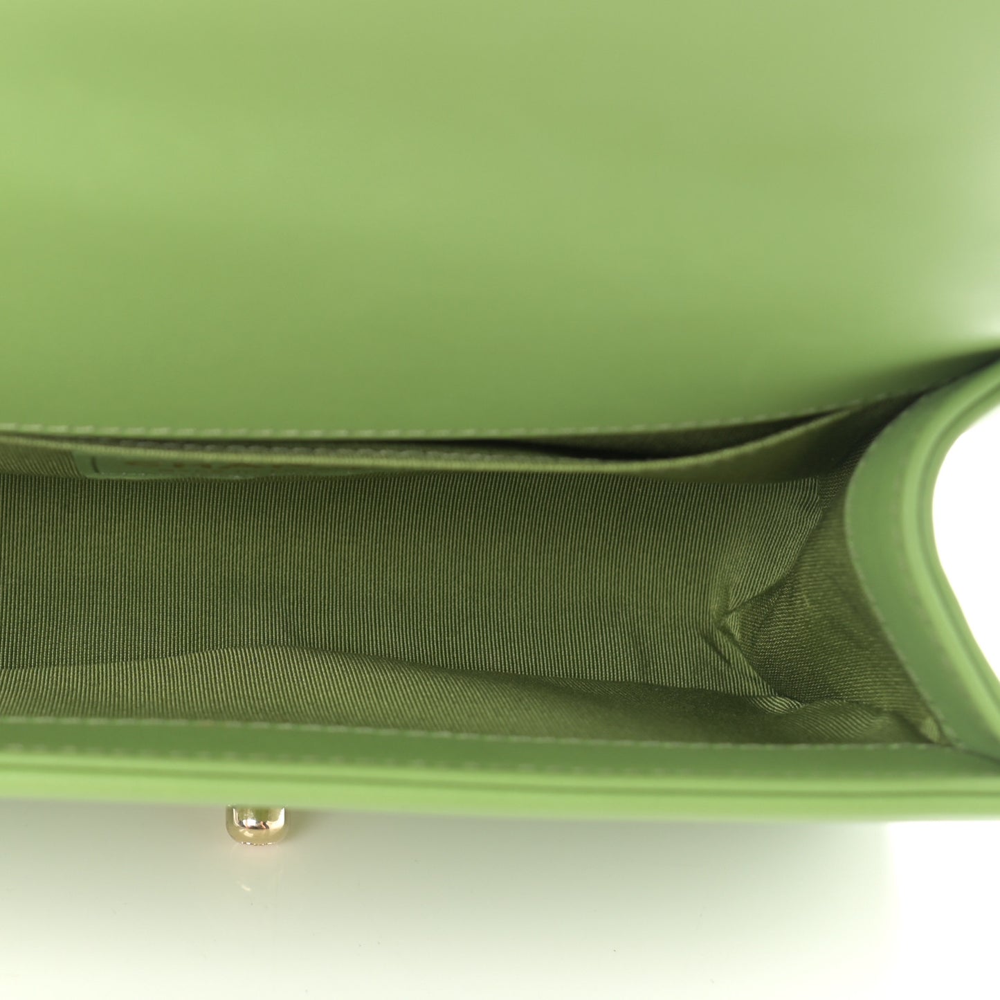 Calfskin Quilted Small Boy Flap Green