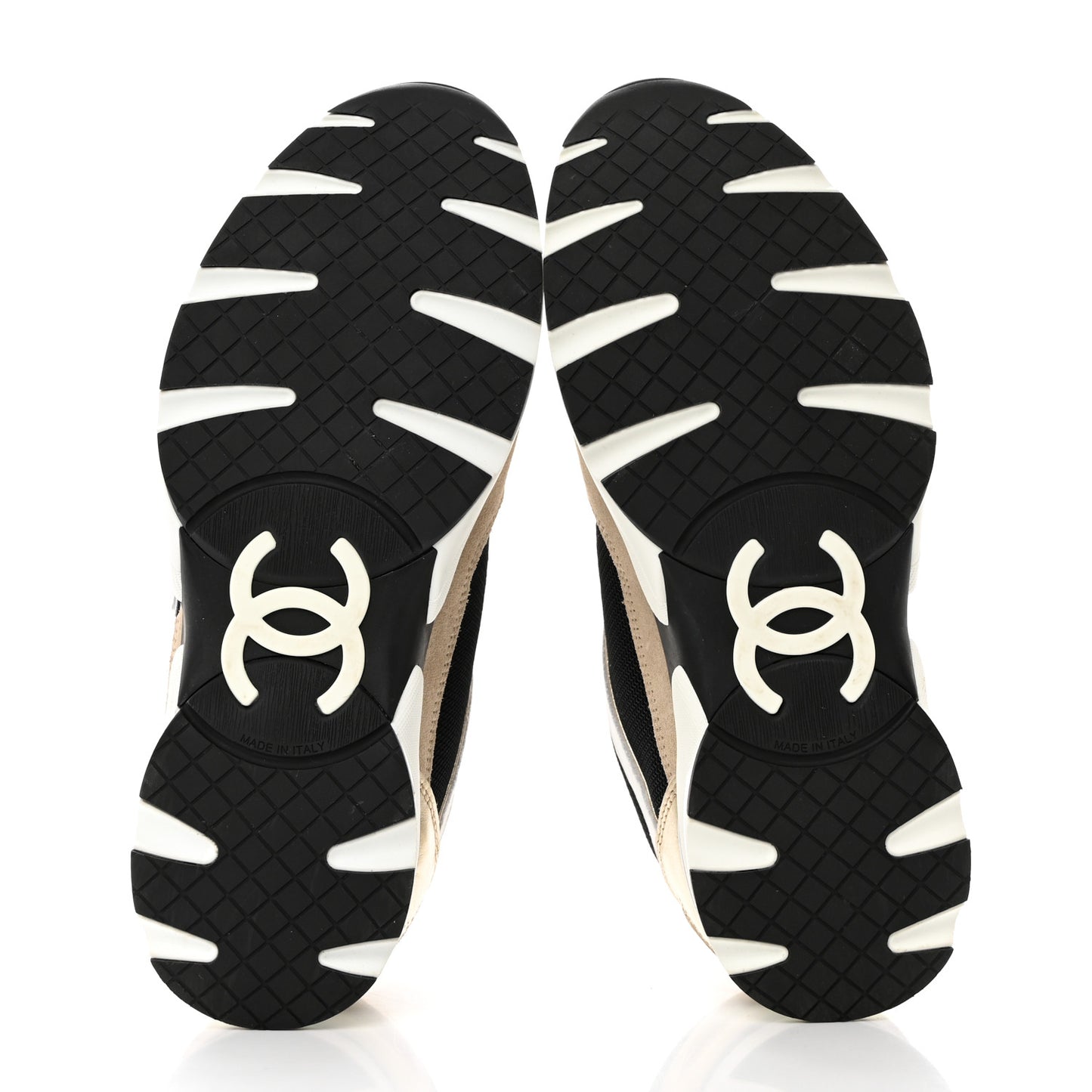 Mesh Suede Calfskin Womens CC Sneakers 39 White Black Beige Gold