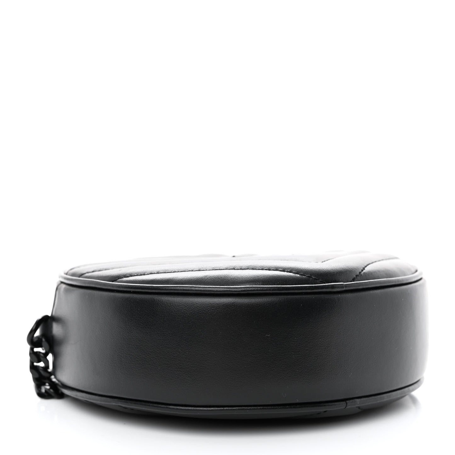 Calfskin Matelasse Chevron Round Vinyle Camera Bag Black
