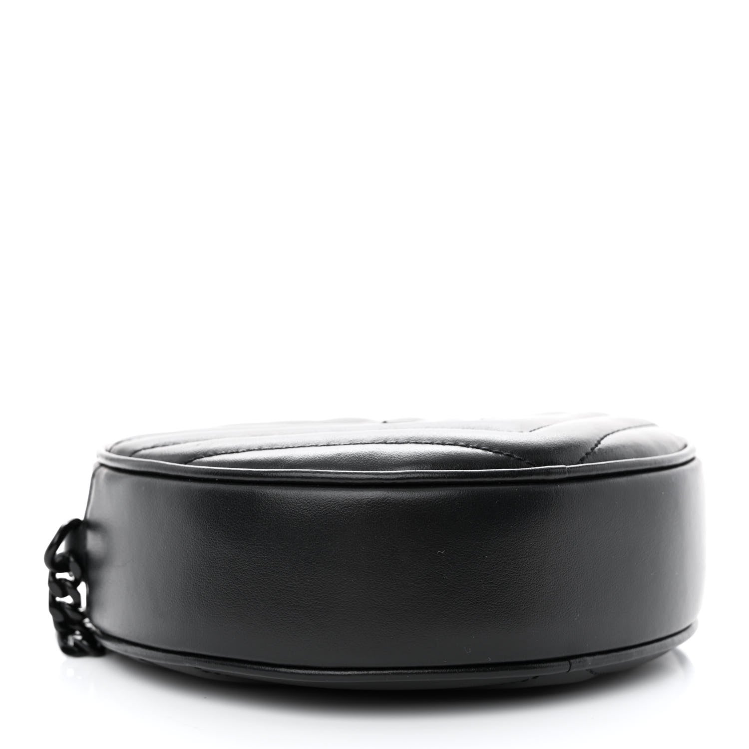 Saint Laurent Calfskin Matelasse Chevron Round Vinyle Camera Bag Black 4 of 11