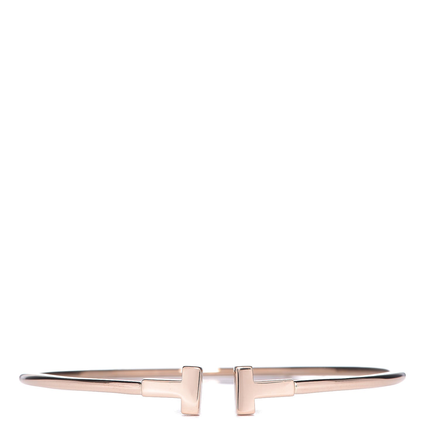Tiffany 18K Rose Gold Narrow T Wire Bracelet 1 of 5