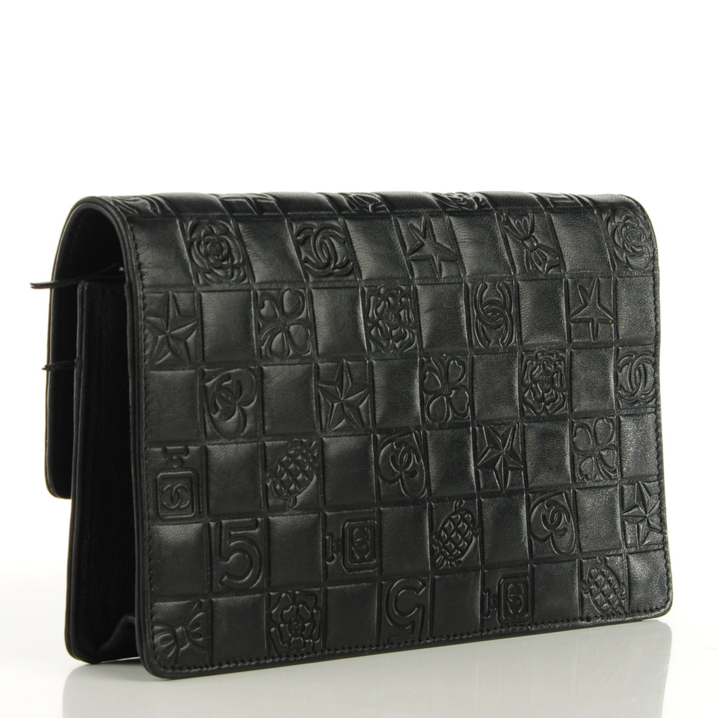 Lambskin Precious Symbols Wallet On Chain WOC Black