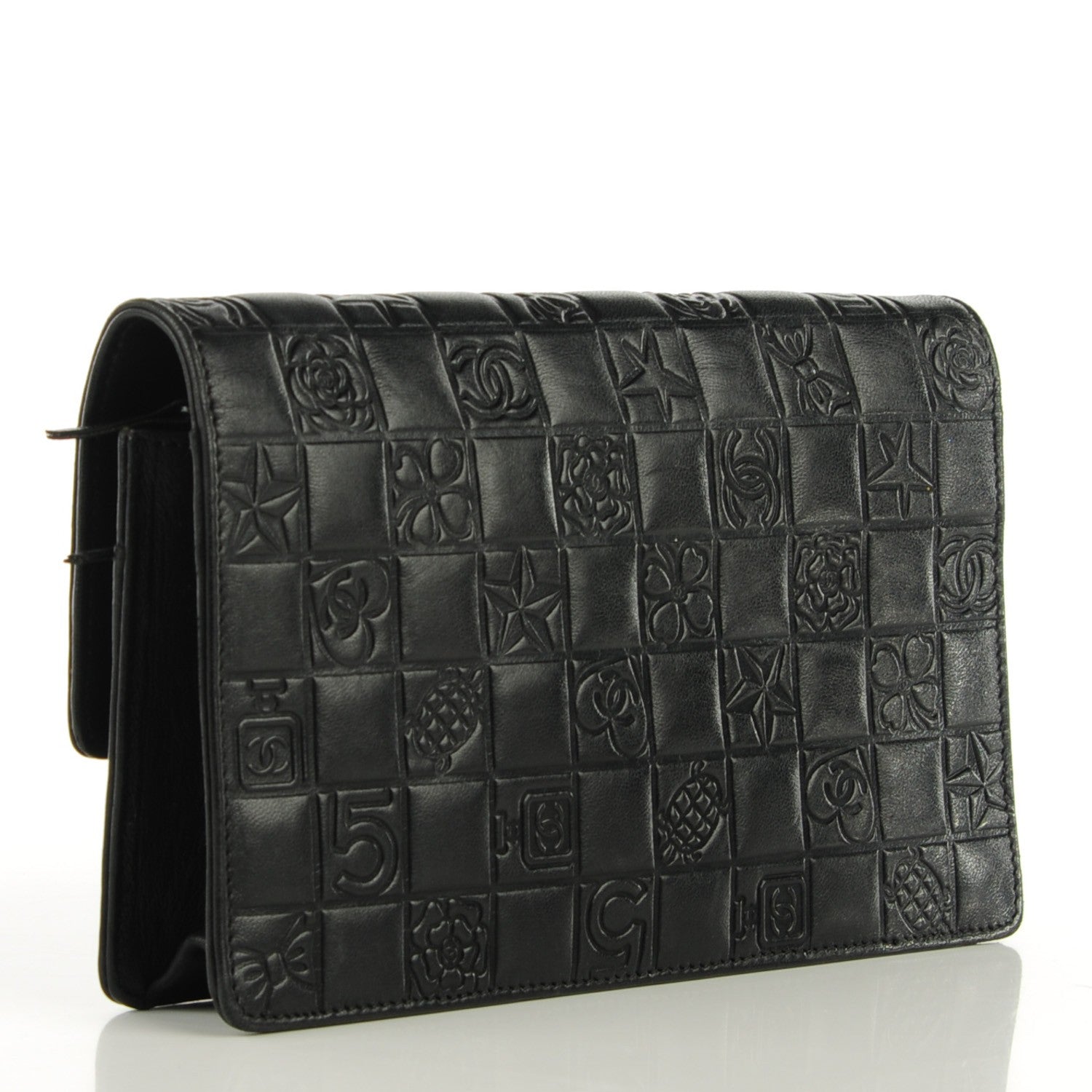 Chanel Lambskin Precious Symbols Wallet On Chain WOC Black 3 of 7