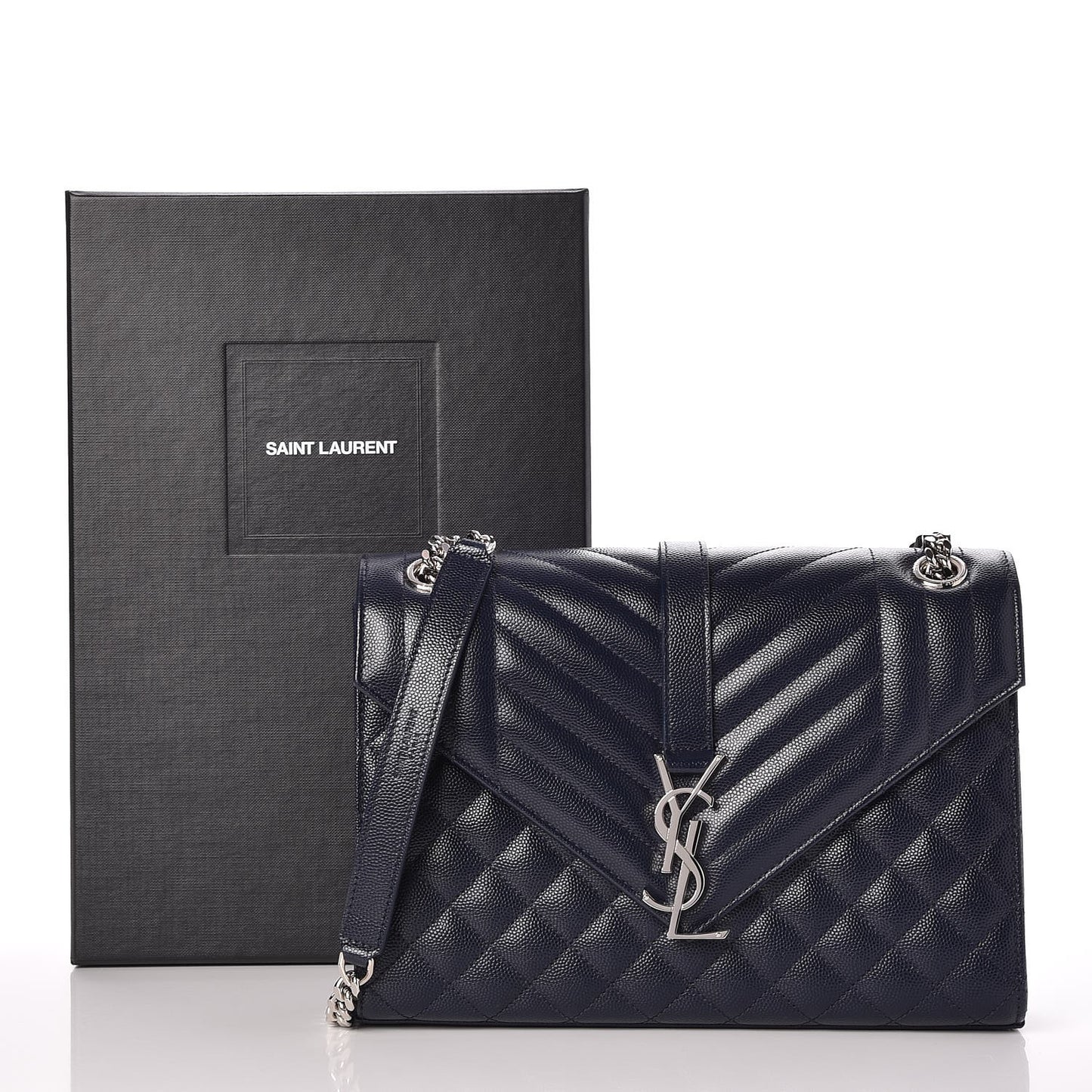 Grain De Poudre Textured Mixed Matelasse Triquilt Medium Monogram Satchel Deep Marine