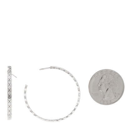 Chanel 18K White Gold Diamond Coco Crush Hoop Earrings 2 of 5