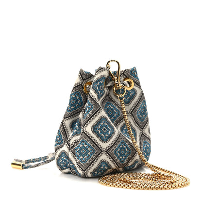 Prada Nylon Metal Triangle Logo Mini Drawcord Pouch Shoulder Bag Blue Multicolor 2 of 11