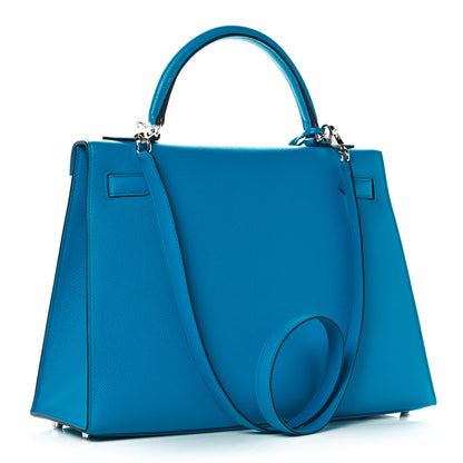 Hermes Epsom Kelly Sellier 32 Bleu Frida 2 of 36