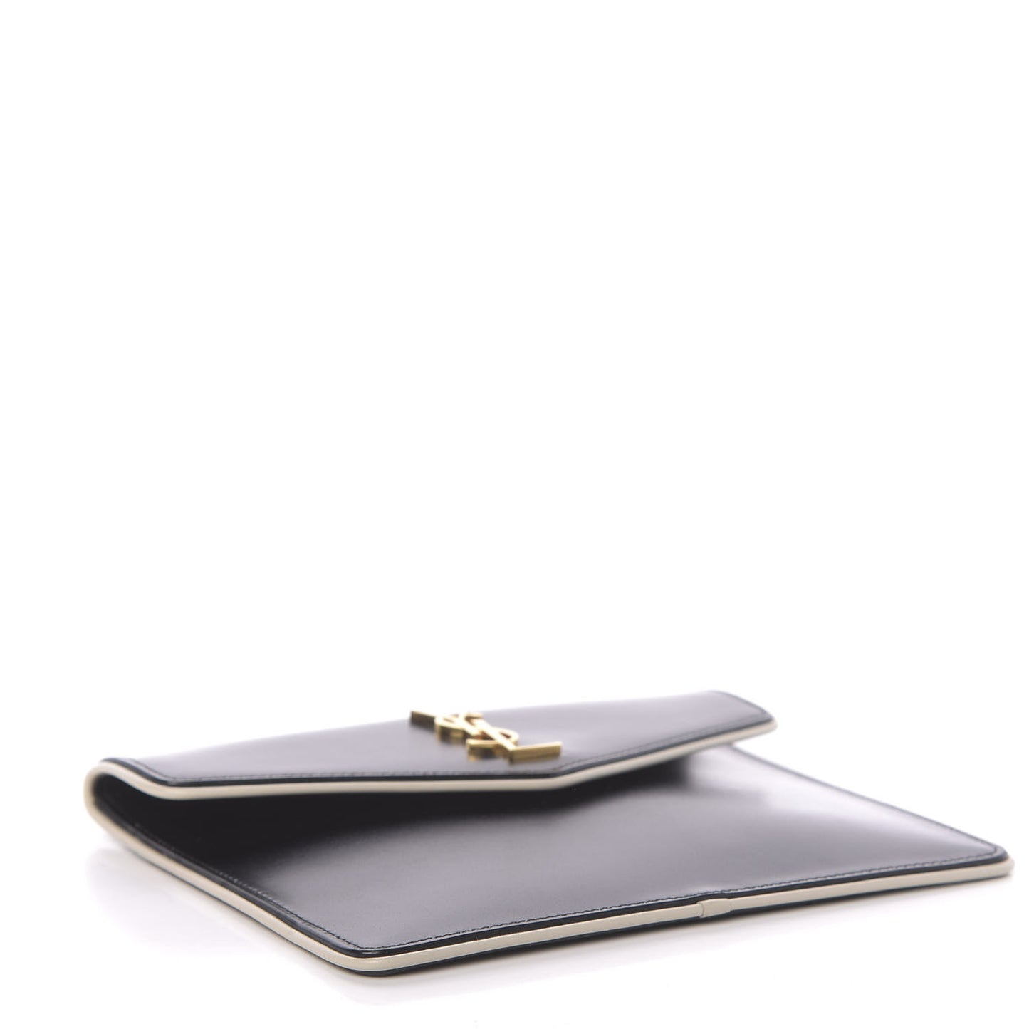 Smooth Shiny Calfskin Monogram Uptown Baby Pouch Black White