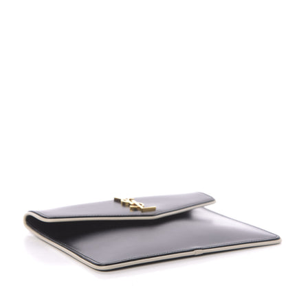 Saint Laurent Smooth Shiny Calfskin Monogram Uptown Baby Pouch Black White 4 of 6