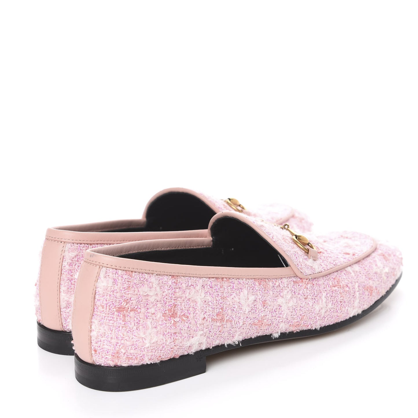 Wool Tweed Horsebit Womens Jordaan Loafers 39.5 Pink White Perfect Pink