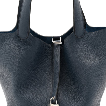 Hermes Taurillon Clemence Picotin Lock 22 MM Bleu de Prusse 8 of 11