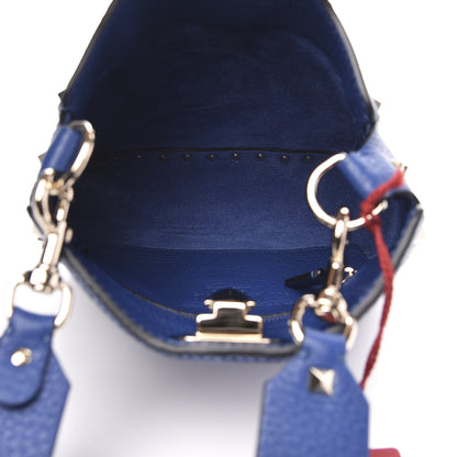 Valentino Garavani Pebbled Calfskin Mini Rockstud Flip-Lock Messenger Bag Blu Delft 5 of 8