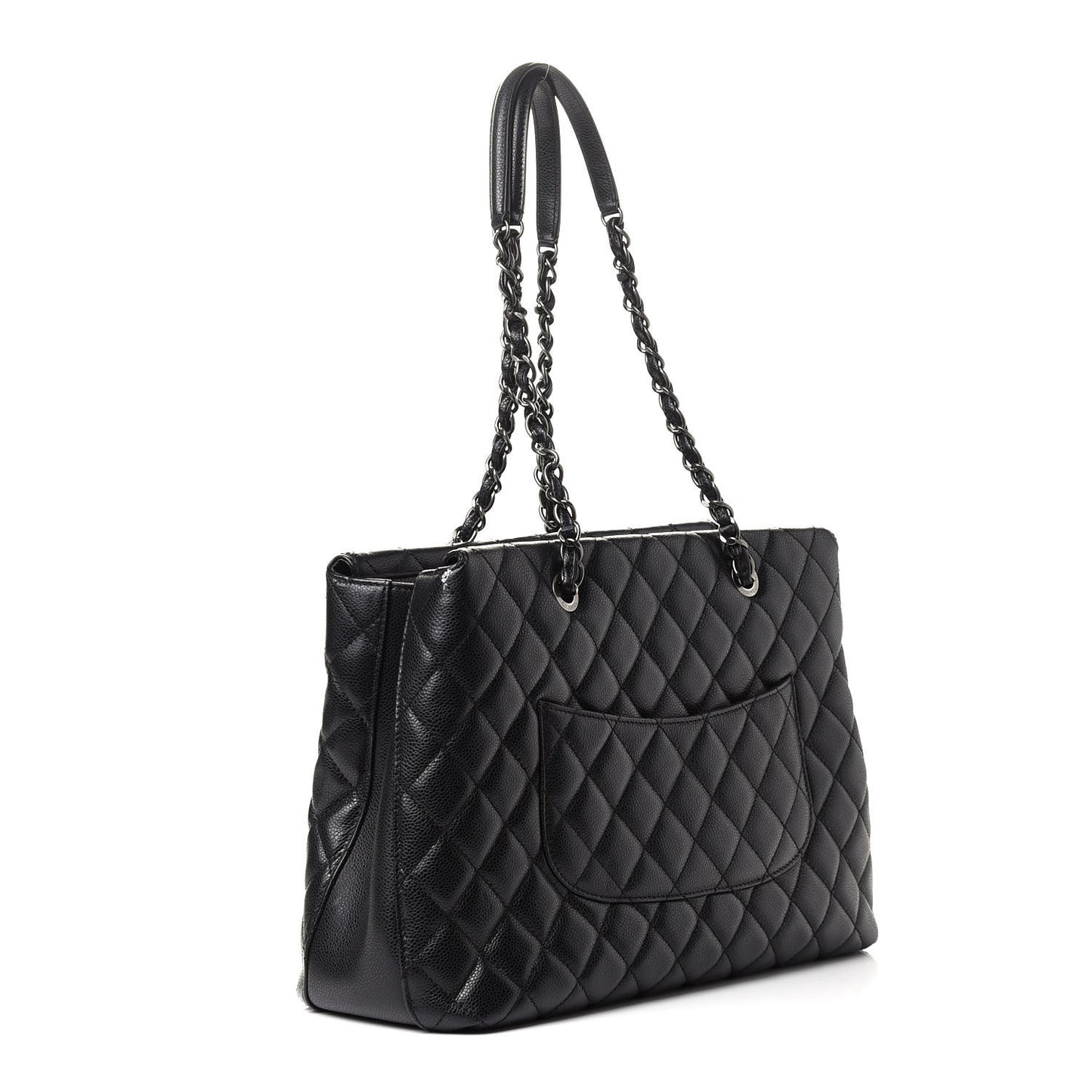 Caviar Quilted City Shopping Tote Black