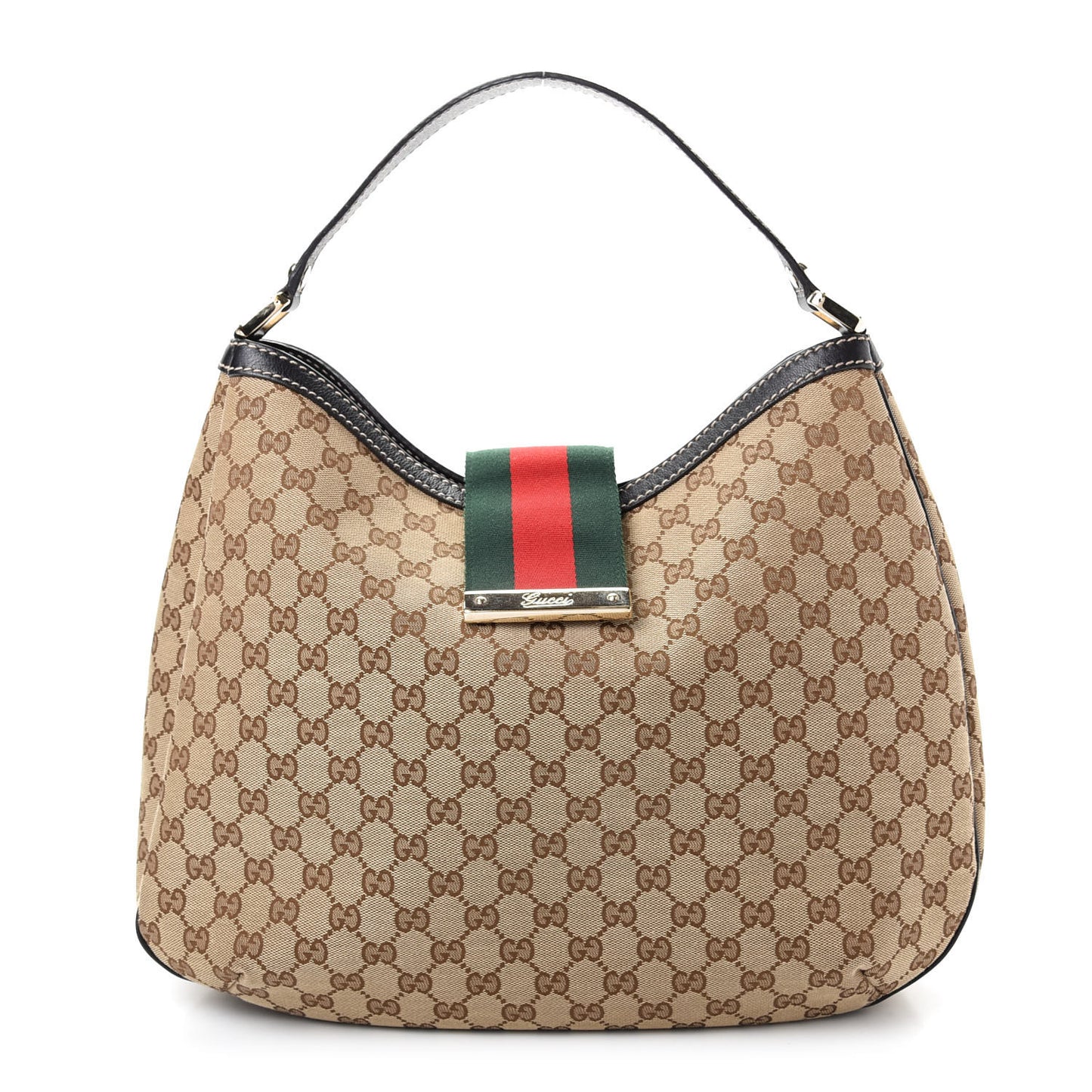 Monogram Large New Ladies Web Hobo Dark Brown
